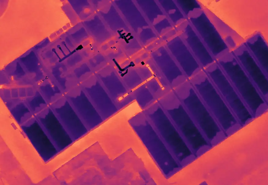 Thermogramme de bâtiment réalisé par drone